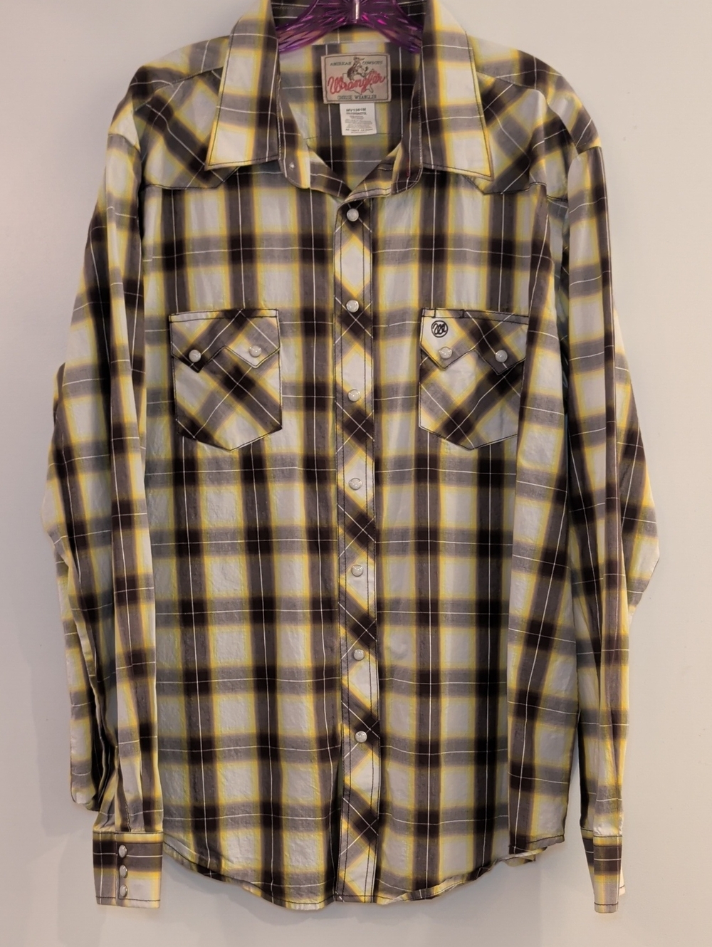 Wrangler Pearlsnap Western Rodeo Plaid Shirt Size 2XLT